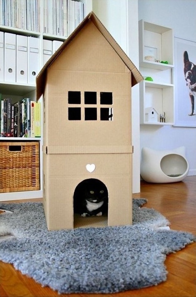 Cardboard Cat House-20 Awesome Ways to Recycle Cardboard Box for Kids