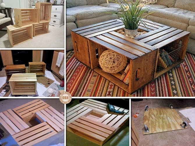 DIYHowto 15 DIY Coffee Table Ideas And Free Plans With Instructions-Wine Crate Coffee Table