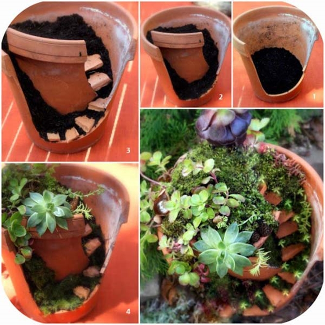 DIY Broken Clay Pot Fairy Garden Ideas (Tutorials with Pictures)