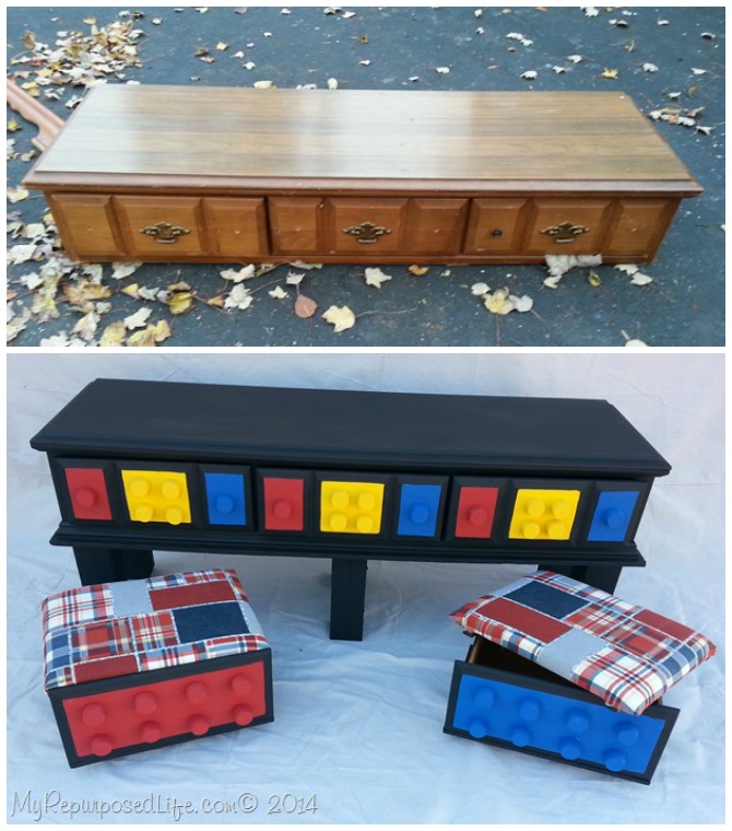 DIY Lego Table from Repurposed Dresser Instructions - DIY Lego Table Project Ideas for Kids 