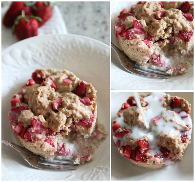 20 Easy Breakfast Mug Recipes For Lazy Morning-Strawberry Microwave Breakfast Bowl