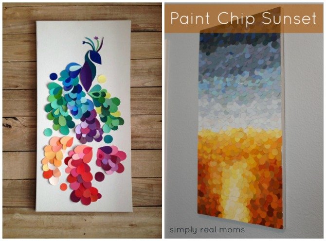 DIY Paint Chip Peacock and Sunset-Top 15 Paint Chip DIY Projects For Home Decoration