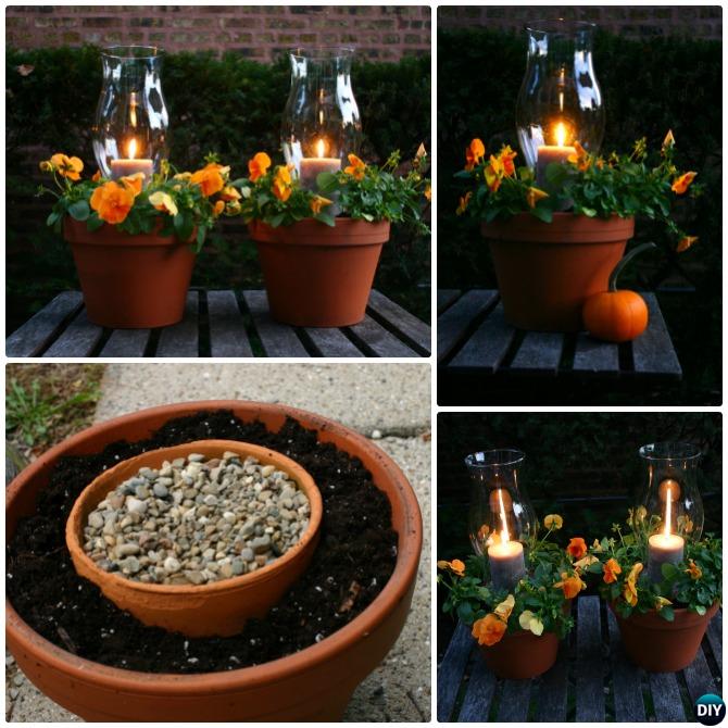 Clay Flower Pot Tower Candle Holder-DIY Flower Clay Pot Tower Projects for Garden