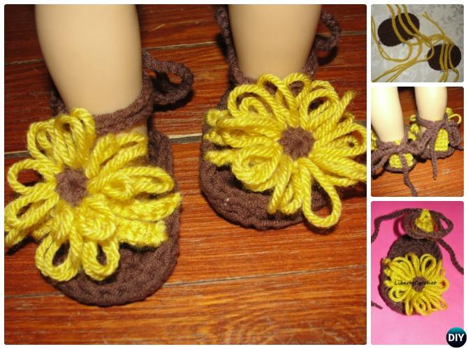 Crochet Baby Strap Flower Sandals Free Pattern