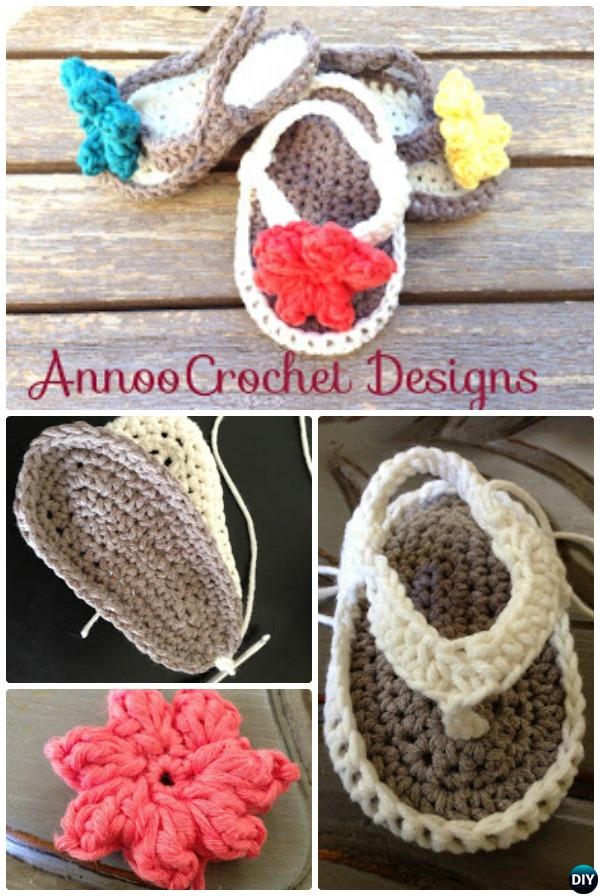 Crochet Flower Baby Flip Flop Free Pattern
