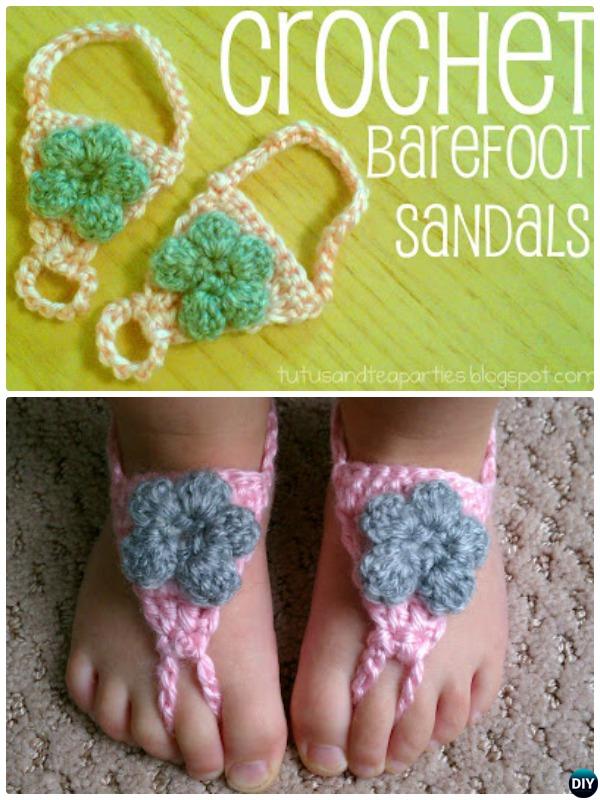 Crochet Flower Barefoot Baby Sandals Free Pattern