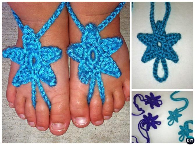 Crochet Sea Star Barefoot Baby Sandals Free Pattern