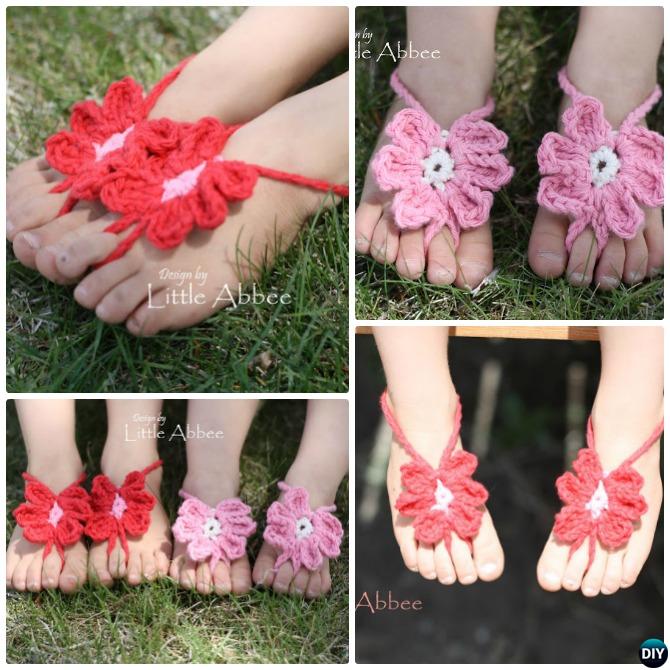 Crochet Toe Flower Sandals Free Pattern