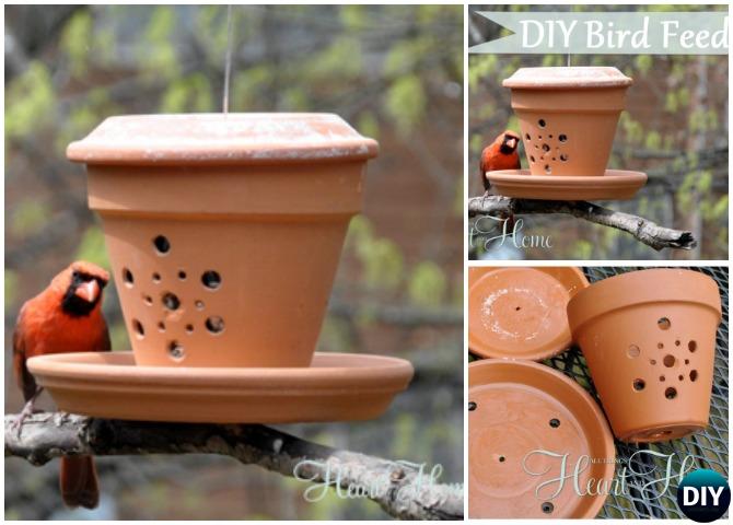 DIY Flower Clay Pot Birdfeeder - 20 DIY Bird Feeder Projects to Bring Life in Your Garden