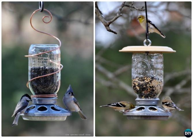 DIY Mason Jar Birdfeeder - 20 DIY Bird Feeder Projects to Bring Life in Your Garden