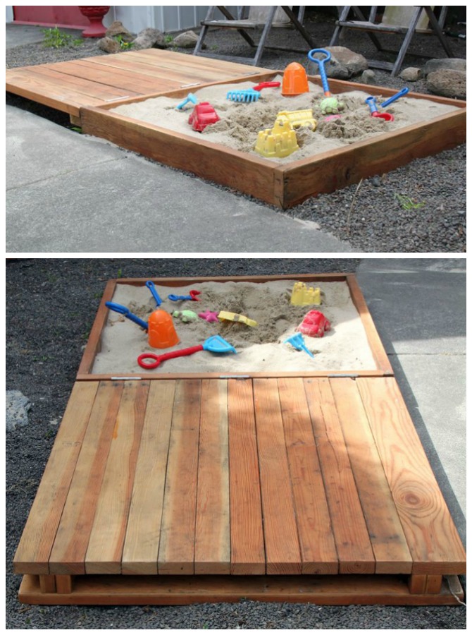 DIY Sandbox with Bench Cover-DIY Sandbox Projects