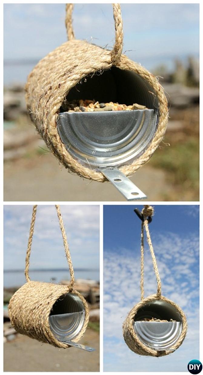 DIY Tin Can Birdfeeder - 20 DIY Bird Feeder Projects to Bring Life in Your Garden