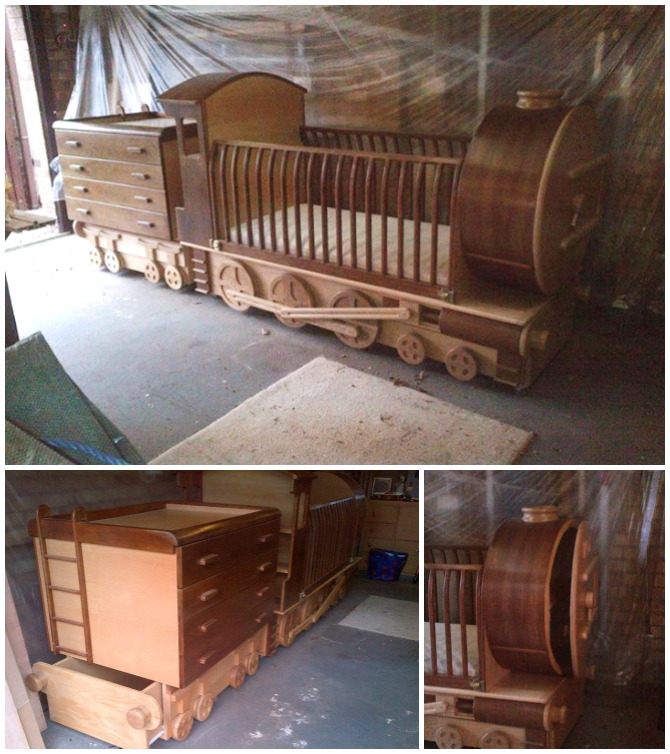 DIY Train Crib Bed Cot with Dresser - DIY Train Bed Projects