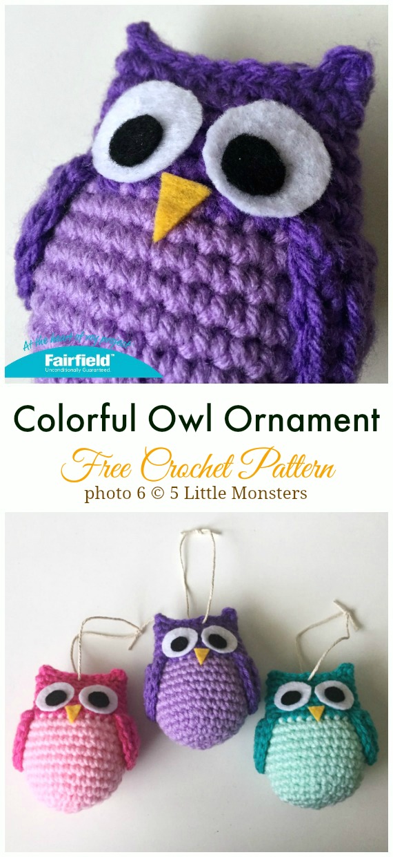 Crochet Colorful Owl Ornament Amigurumi Free Pattern - #Amigurumi; Crochet #Owl; Toy Softies Free Patterns