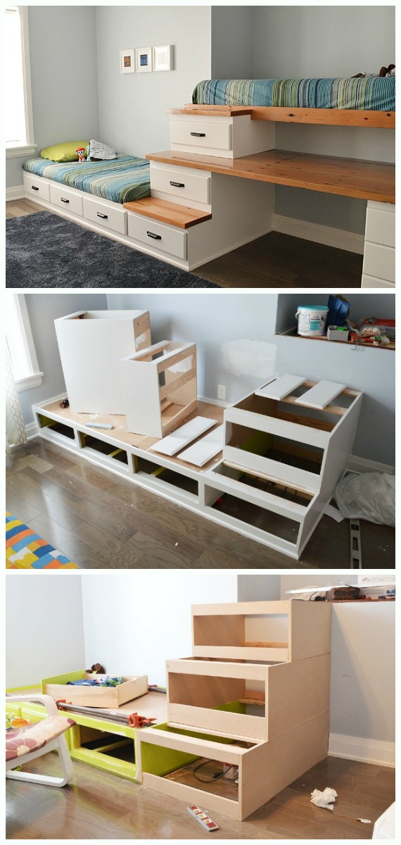 DIY Shared Boys Bedroom Instructions - DIY Space Savvy #Bed; Frame Design Concepts Instructions 