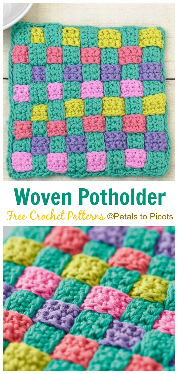 Woven Potholder Crochet Free Pattern- #PotHolder; Hotpad Crochet Free Patterns