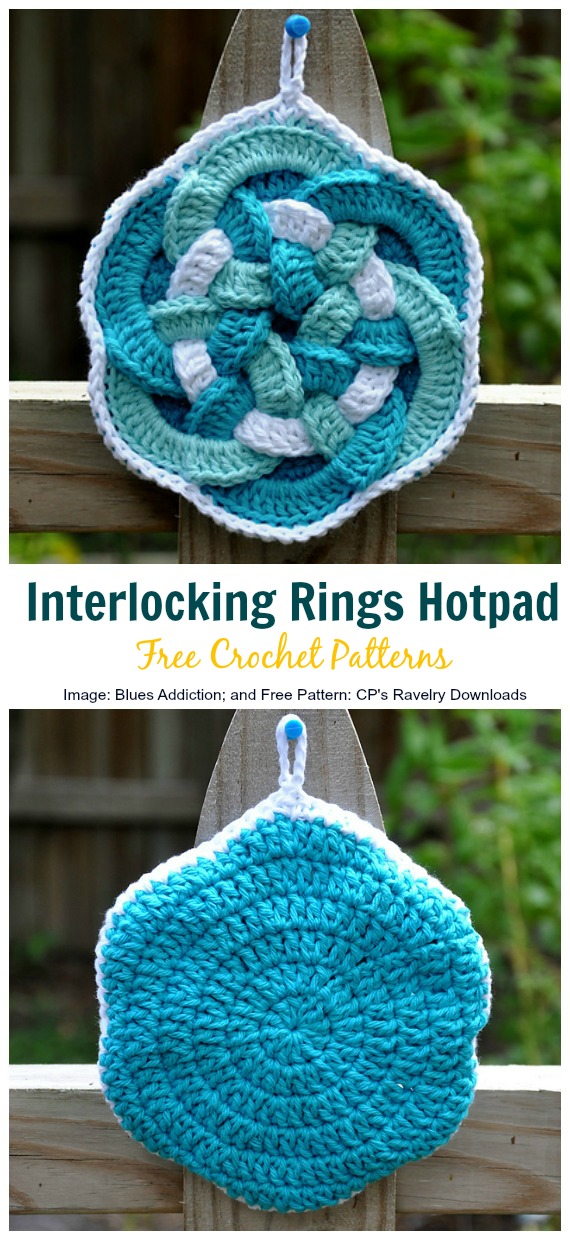 Interlocking Rings Hotpad Potholder Free Pattern- #Crochet; # Potholder Hotpad Free Patterns