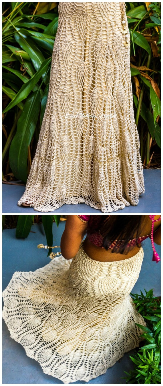 Devine Long Pineapple Skirt Crochet Free Pattern - #Crochet; Women #Skirt; Free Patterns For Any Season