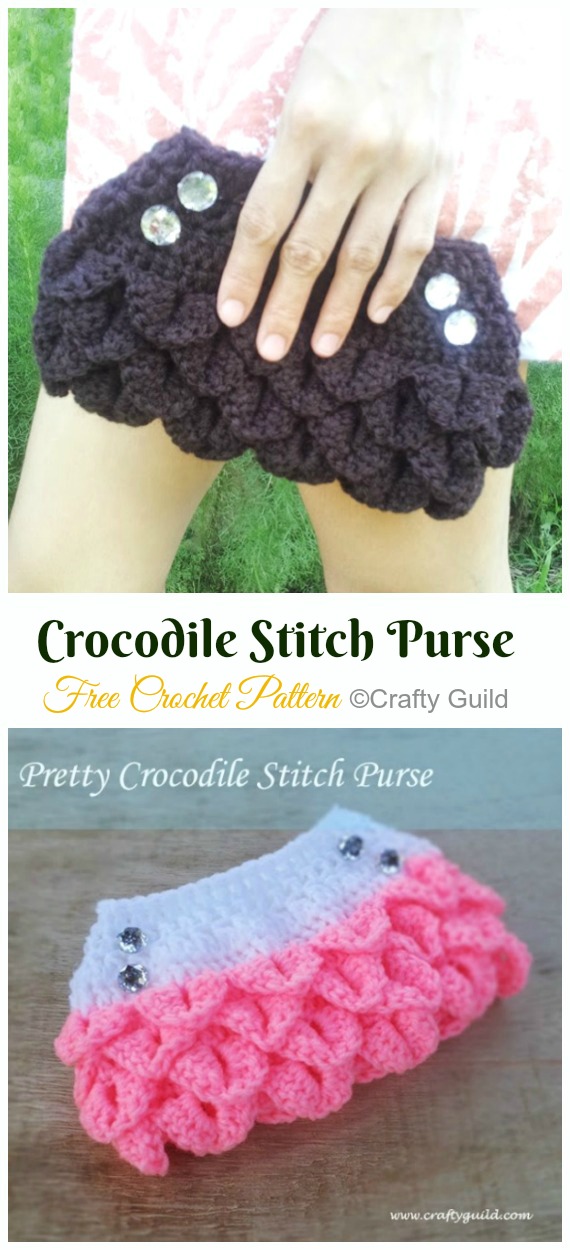Crocodile Stitch Purse Crochet Free Pattern- #Crochet; #Clutch; Purse Free Patterns