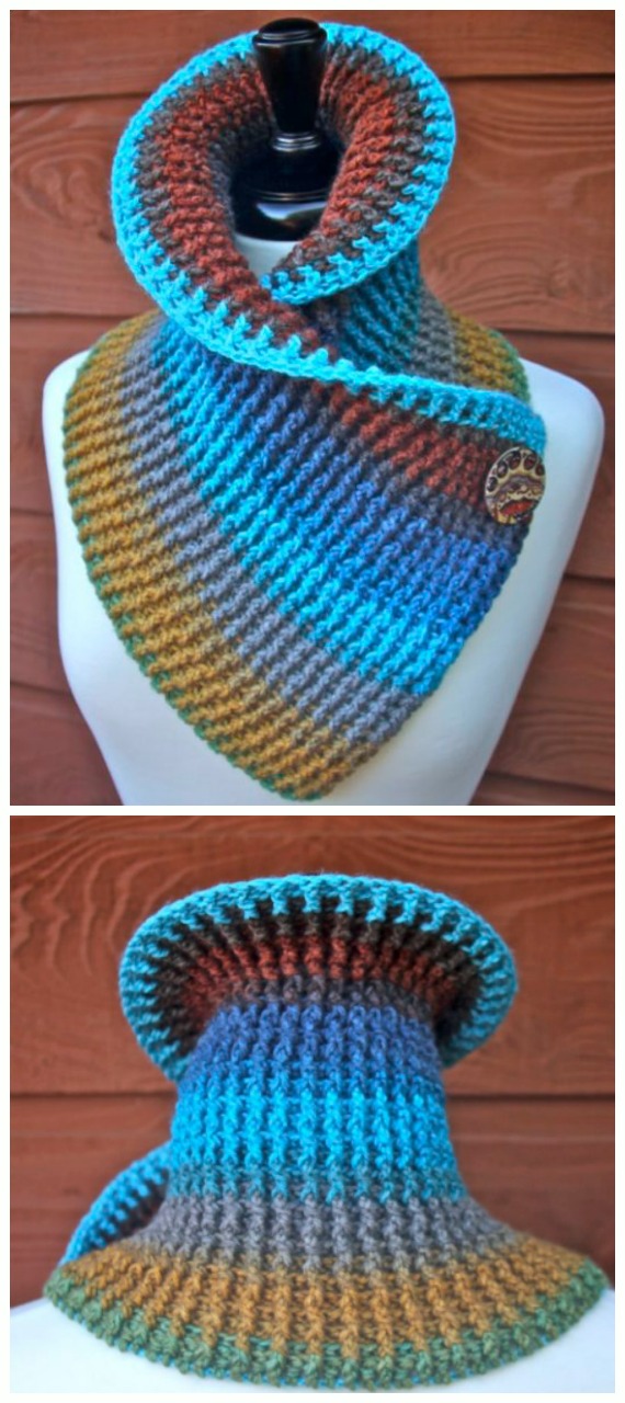 Sassy Autumn Ribbed Cowl Crochet Free Pattern - #Crochet #Cowl & Infinity Scarf Free Patterns
