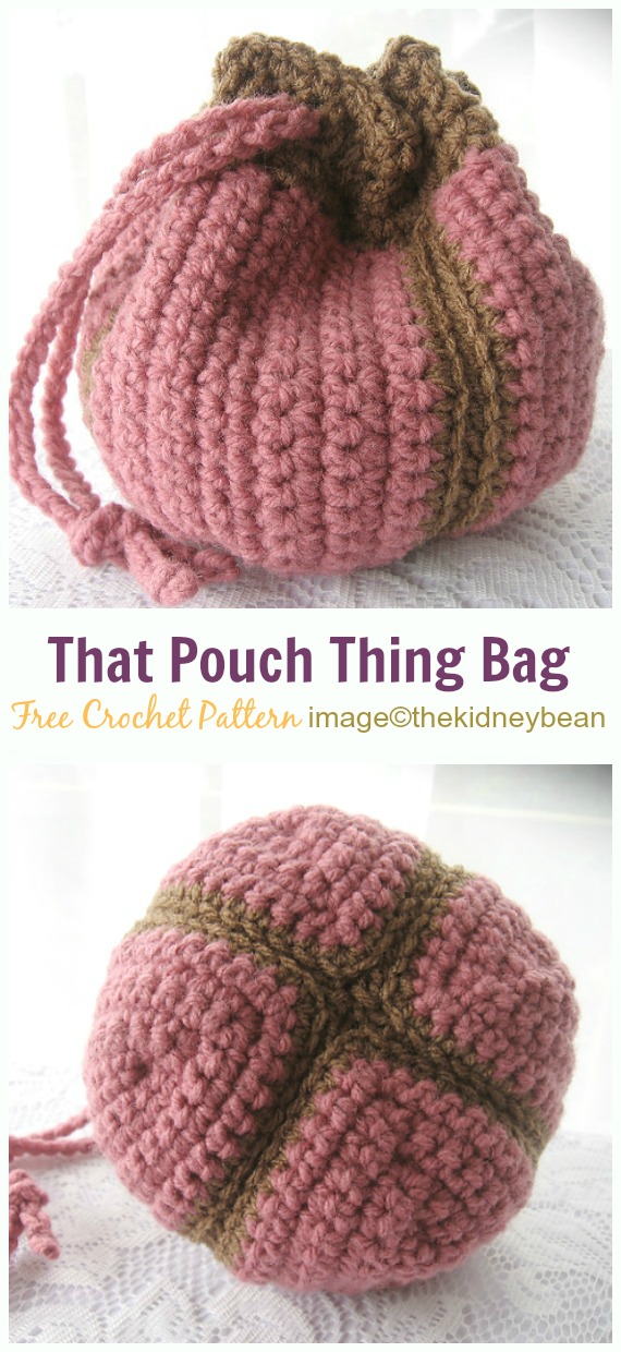 That Pouch Thing Bag Free Crochet Pattern -#Crochet Drawstring #Bags Free Patterns