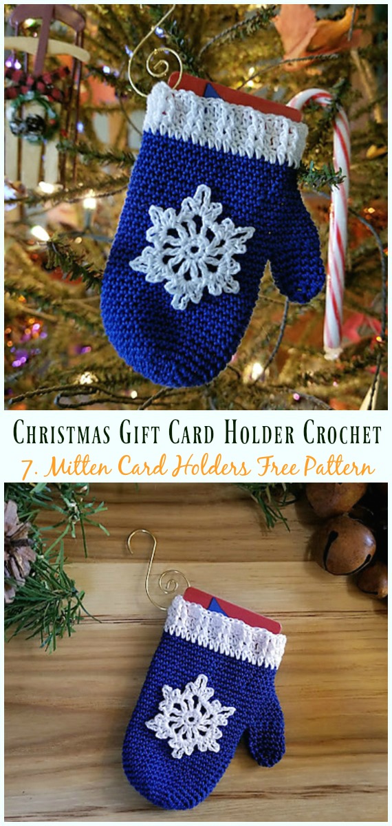 Mitten Ornament/Gift Card Holder Free Crochet Pattern - #Christmas; Gift; #CardHolder; #Crochet; Free Patterns