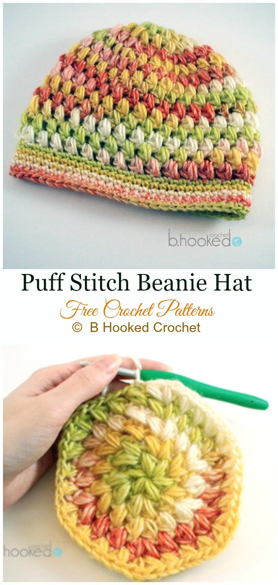 Crochet Puff Stitch Hat Crochet Free Pattern - #Crochet; #Beanie; Hat Free Patterns