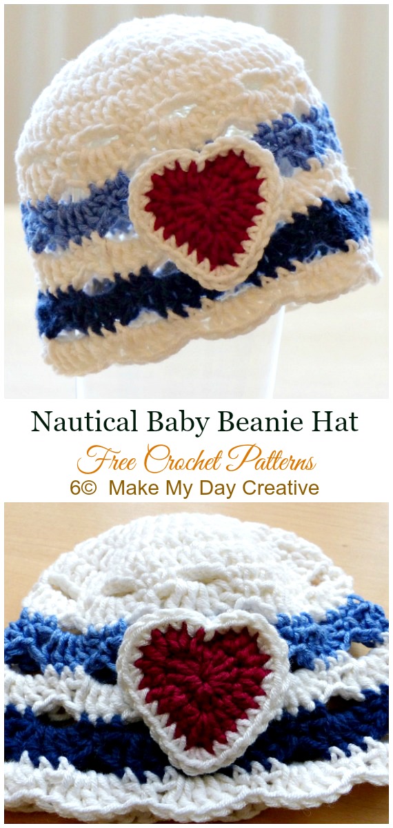 Nautical Baby Hat Crochet Free Pattern - #Crochet; #Beanie; Hat Free Patterns  