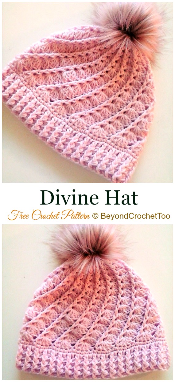 Divine Hat Crochet Free Pattern - #Crochet; #Beanie; Hat Free Patterns 