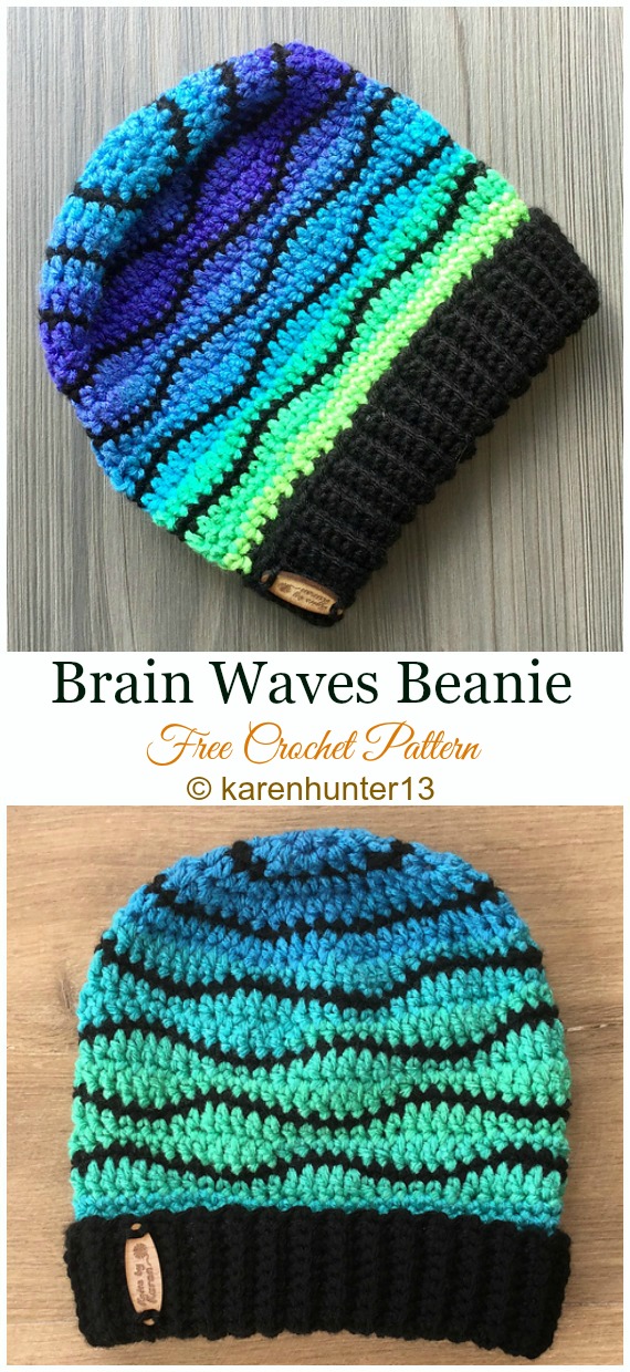 Brain Waves Beanie Crochet Free Pattern - #Crochet; #Beanie; Hat Free Patterns 