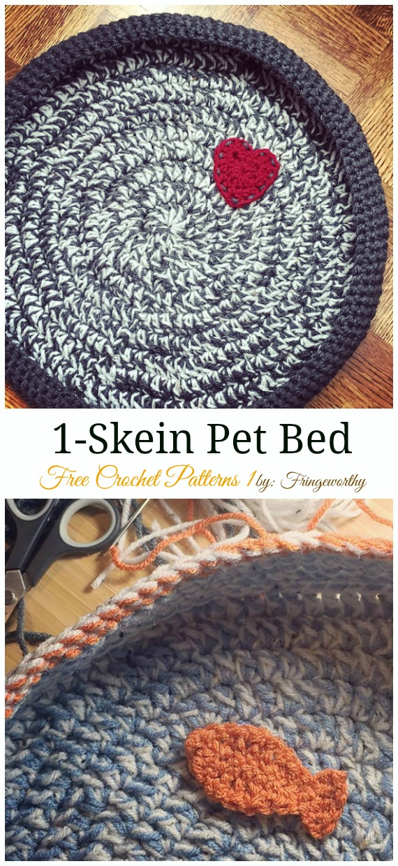 1-Skein Pet Bed Crochet Free Pattern - Easy #Pet; #Bed; Free #Crochet;Patterns