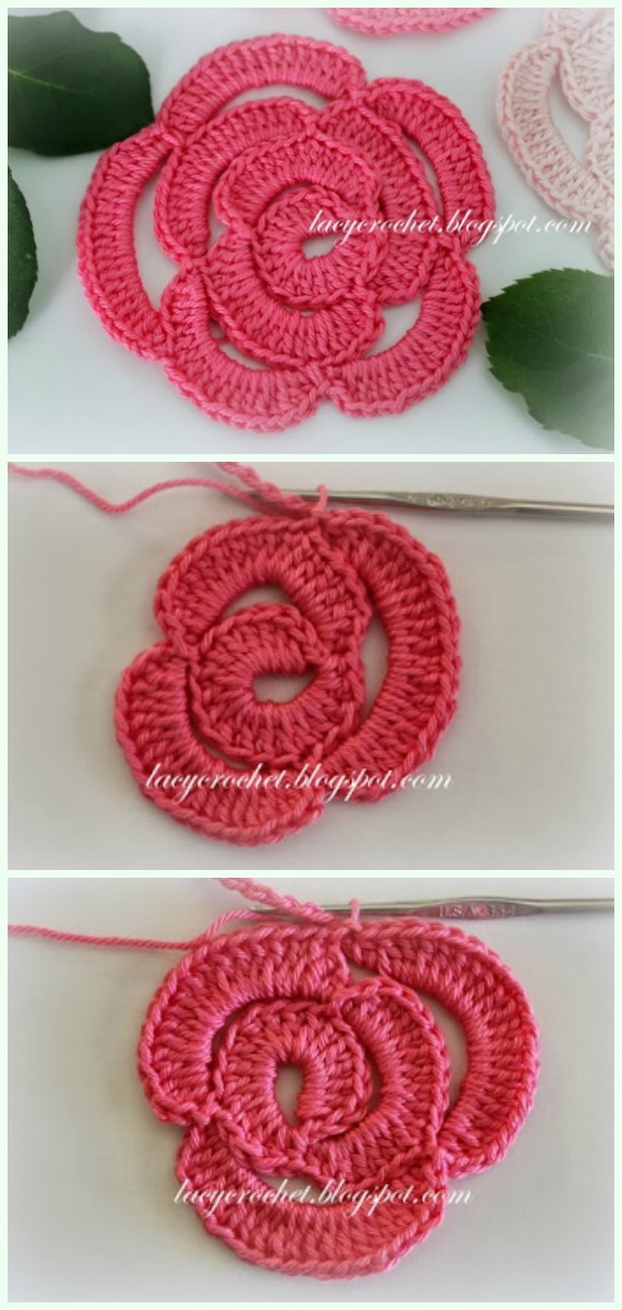 Irish Crochet Rose Flower Crochet Free Pattern - #Crochet; 3D #Rose; Flowers Free Patterns