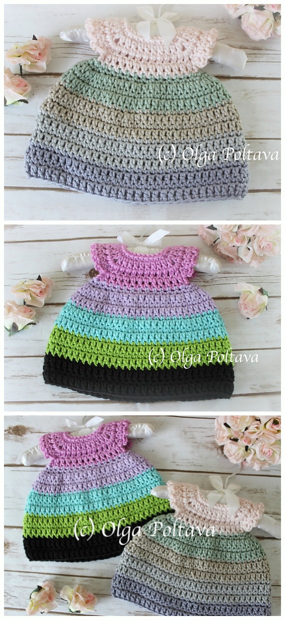Pantone Newborn Dress Free Crochet Pattern - #Crochet Girls #Dress Free Patterns