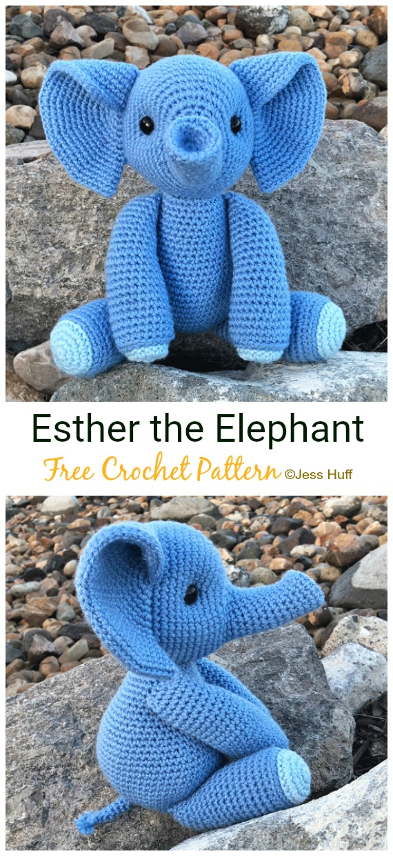 Crochet Esther the Elephant Amigurumi Free Pattern - #Crochet Amigurumi Crochet #Elephant Toy Softies Free Patterns