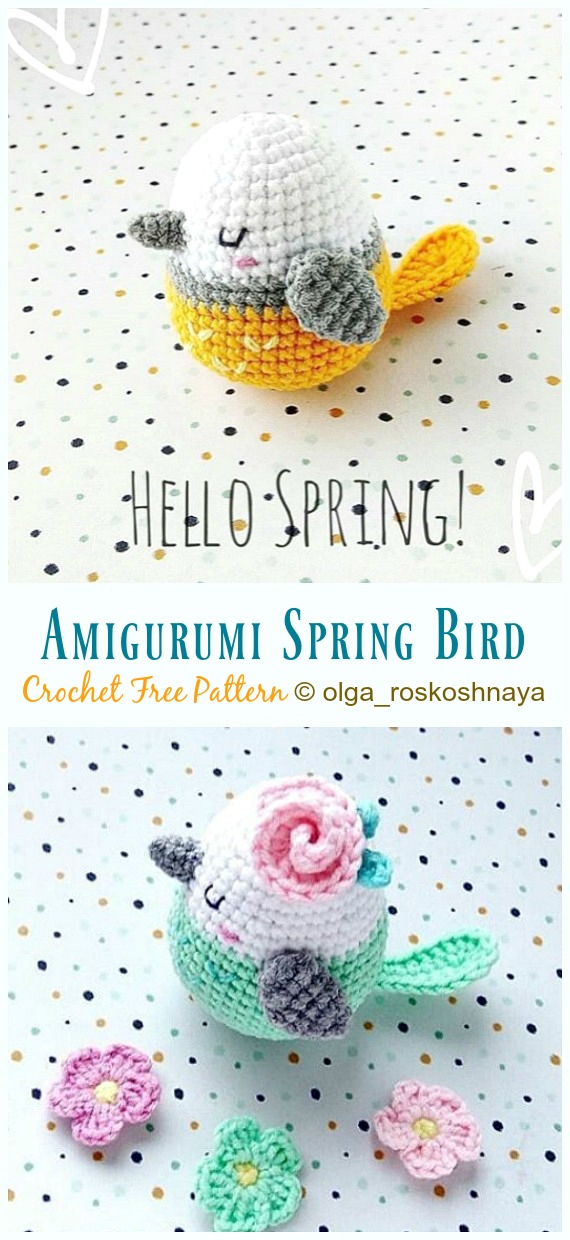 Spring Bird Amigurumi Free Crochet Pattern - Crochet #Bird; #Amigurumi Free Patterns