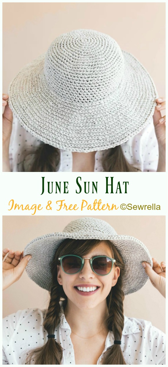 June Sun Hat Crochet Free Pattern - Women #SunHat; Free #Crochet; Patterns 