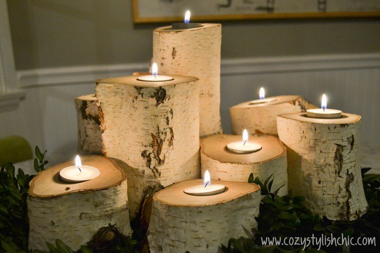 DIY Tree Stump Candle Holders Instructions - Raw Wood Logs and Stumps DIY Ideas Projects 