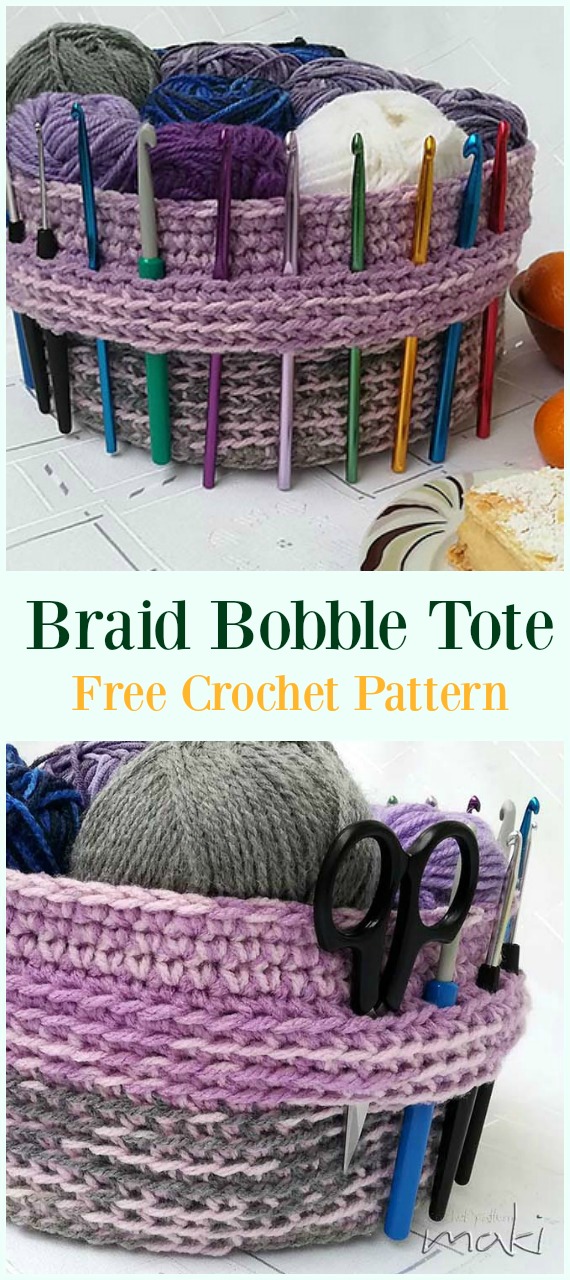 Crochet Yarn Basket Free Pattern-#Crochet #HookCase & Holders Free Patterns