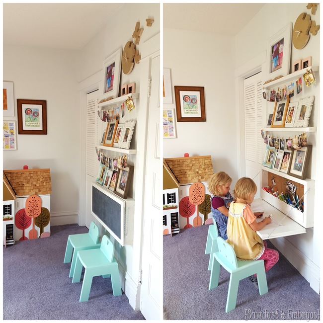 DIY Wall Mounted Secretary Desk for Kids Tutorial - DIY Wall Mounted Desk Free Plans & Instructions