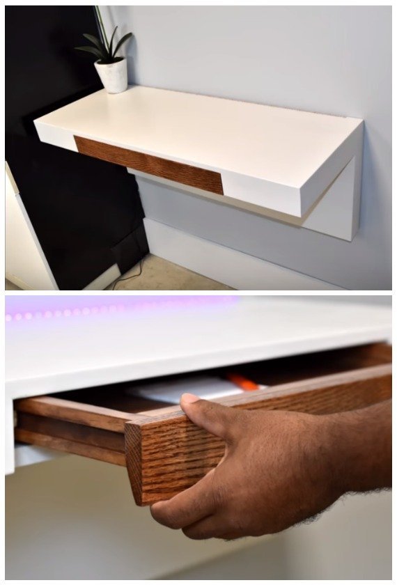 DIY Led Lit Wall Mounted Desk Tutorial - DIY Wall Mounted Desk Free Plans & Instructions