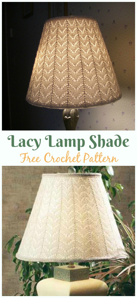 Lacy Lamp Shade Crochet Free Pattern - #Crochet; Lamp Shade Free Patterns 