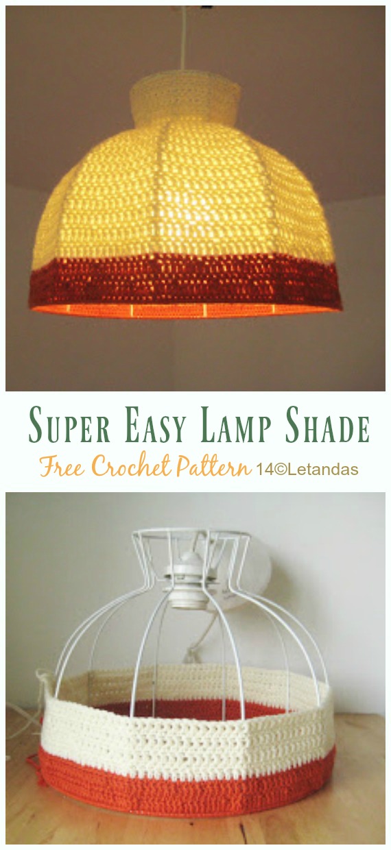 Super Easy Lamp Shade Crochet Free Pattern - #Crochet; Lamp Shade Free Patterns 