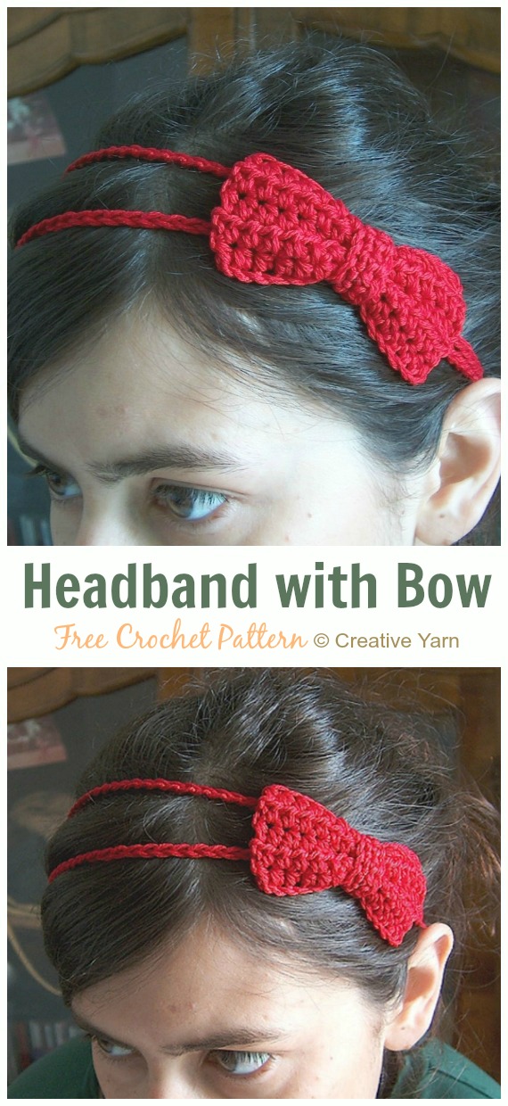 Headband with Bow Crochet Free Pattern - Fabulous Women #Headband; Free #Crochet; Patterns