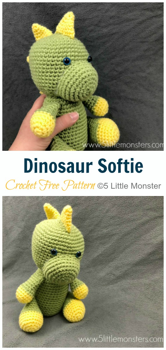 Crochet Dinosaur Softie Amigurumi Free Pattern- #Amigurumi; #Dinosaur; Free Crochet Patterns