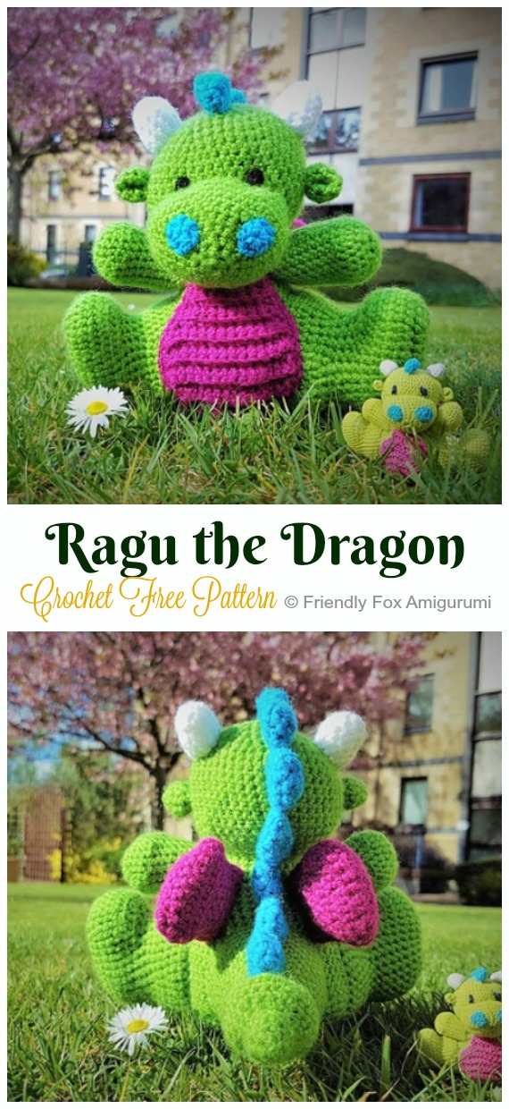 Crochet Ragu the Dragon Amigurumi Free Pattern - #Amigurumi; #Dragon; Free Crochet Patterns