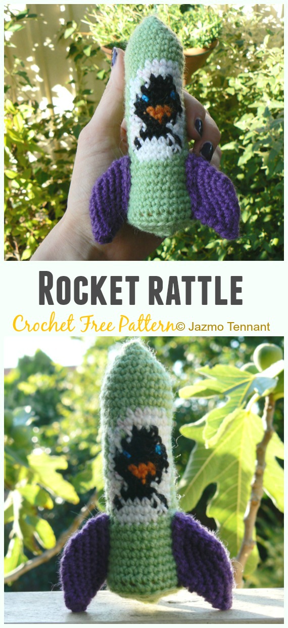 Crochet Rocket rattle Amigurumi Free Pattern - #Amigurumi; #Rocket;Toy Free Crochet Patterns