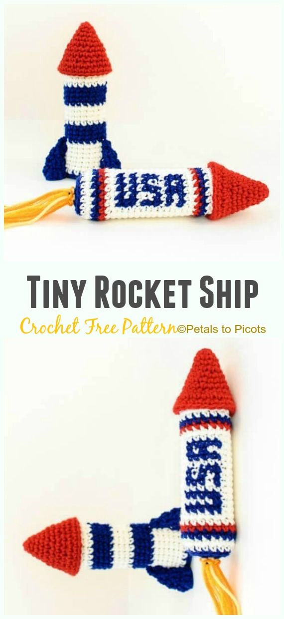 Crochet Rocket Ship Amigurumi Free Pattern - #Amigurumi; #Rocket;Toy Free Crochet Patterns
