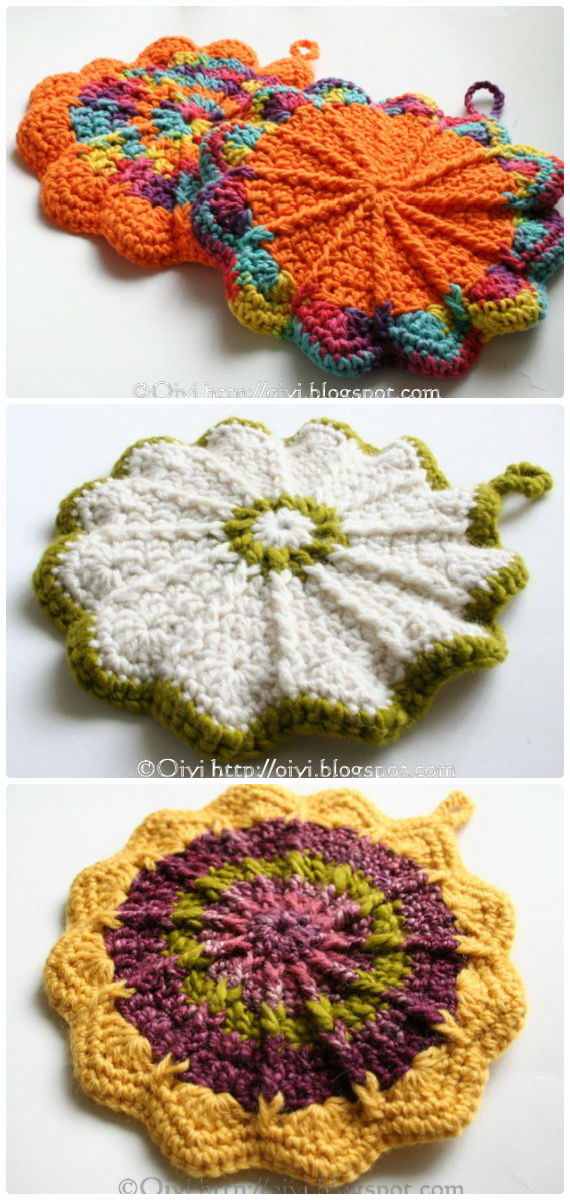 Scalloped Potholder Crochet Free Pattern-  #PotHolder; Hotpad Crochet Free Patterns