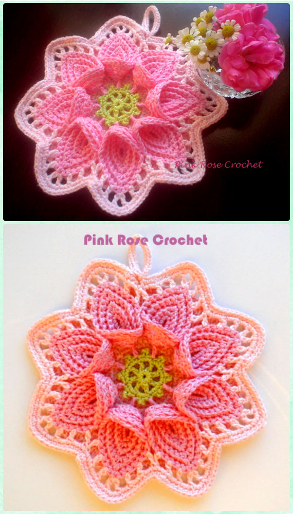 Cala Lily Potholder Crochet Free Pattern- #PotHolder; Hotpad Crochet Free Patterns