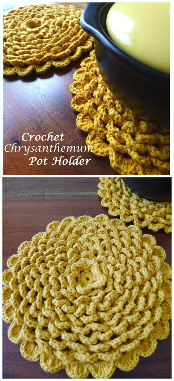 Pretty Petals Potholder Crochet Free Pattern-  #PotHolder; Hotpad Crochet Free Patterns